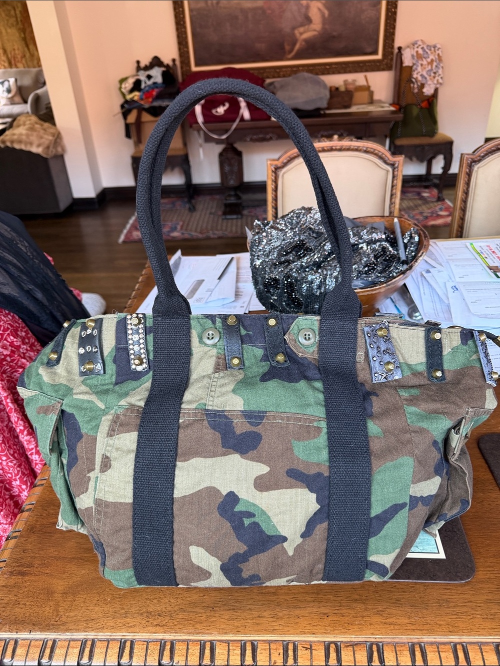 “STEFAN GHILARDI” Stunning Large Ibiza Camouflage Tote